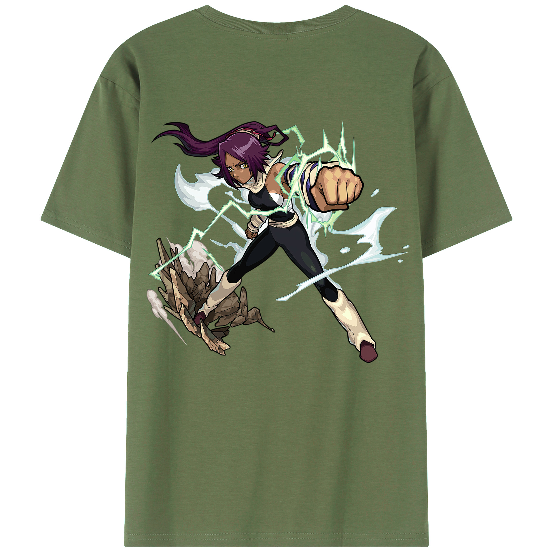 （画像用） ブリーチ 四楓院 夜一（しほういん よるいち） BLEACH Shihouin Yoruichi 綿100％ メンズ半袖Tシャツ（バックプリント） 通気性